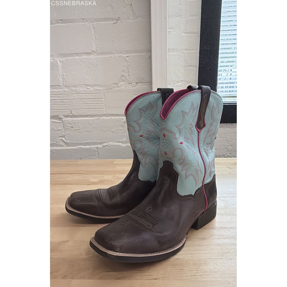 Ariat Brown Turquoise Girls Tombstone Western Boots Cowgirl 10031516 - Size 6